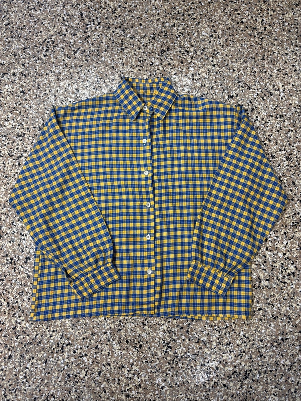 Yellow and Blue Check Button-Up Shirt